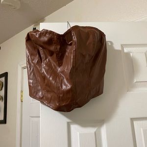 Brown Faux Leather Corset